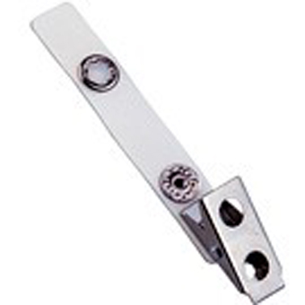 BRADY PEOPLE ID, STRAP CLIP, OPAQUE WHITE, 2 3/4 INCH, FILAMENT-REINFORCED VINYL STRAP, 2 HOLE CLIP, NICKEL PLATED STEEL, BAG OF 500